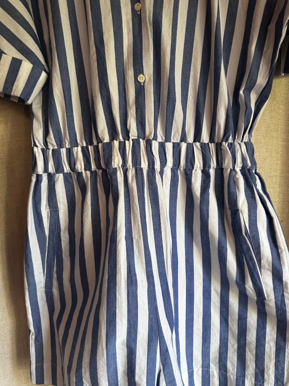 Ruby Jumpsuit by Sezane: An Adorable One-Piece Short Romper. - Picture 6 of 7